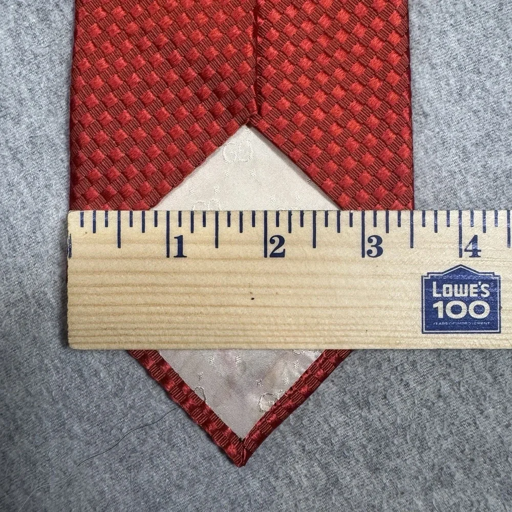 GUCCI Silk Necktie Red Solid Logo Pattern Pre-owned Men's Vintage